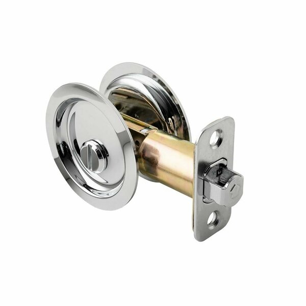 Pamex Privacy Round Sliding Door Lock with 2-3/8in Backset Standard Bright Chrome Finish PF2210